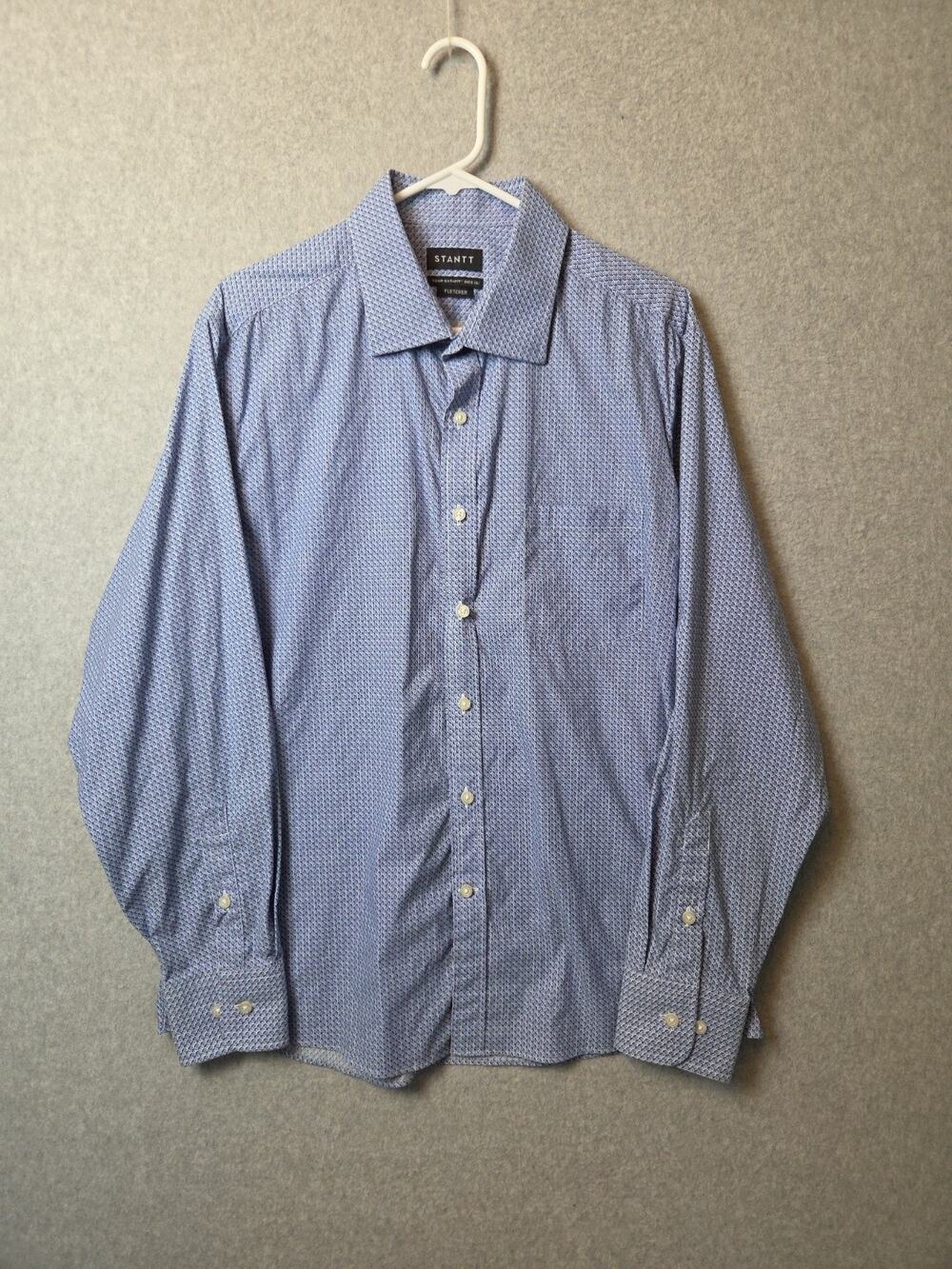 Stantt Fletcher Blue Check LS Button Up Dress Shirt Men's 18.5 XXL
